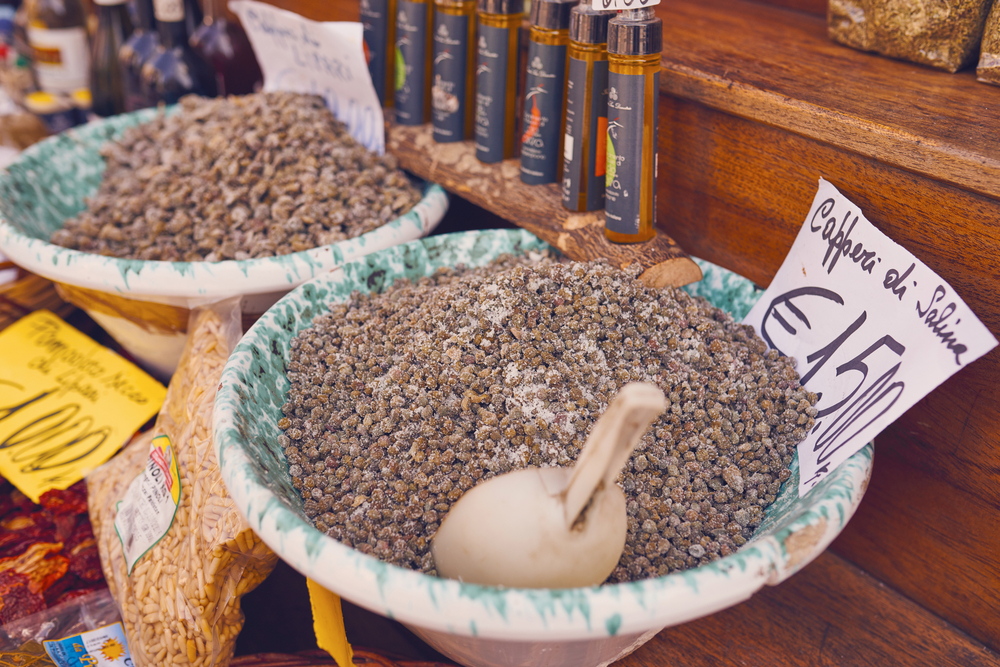 Capers in a local Salina market