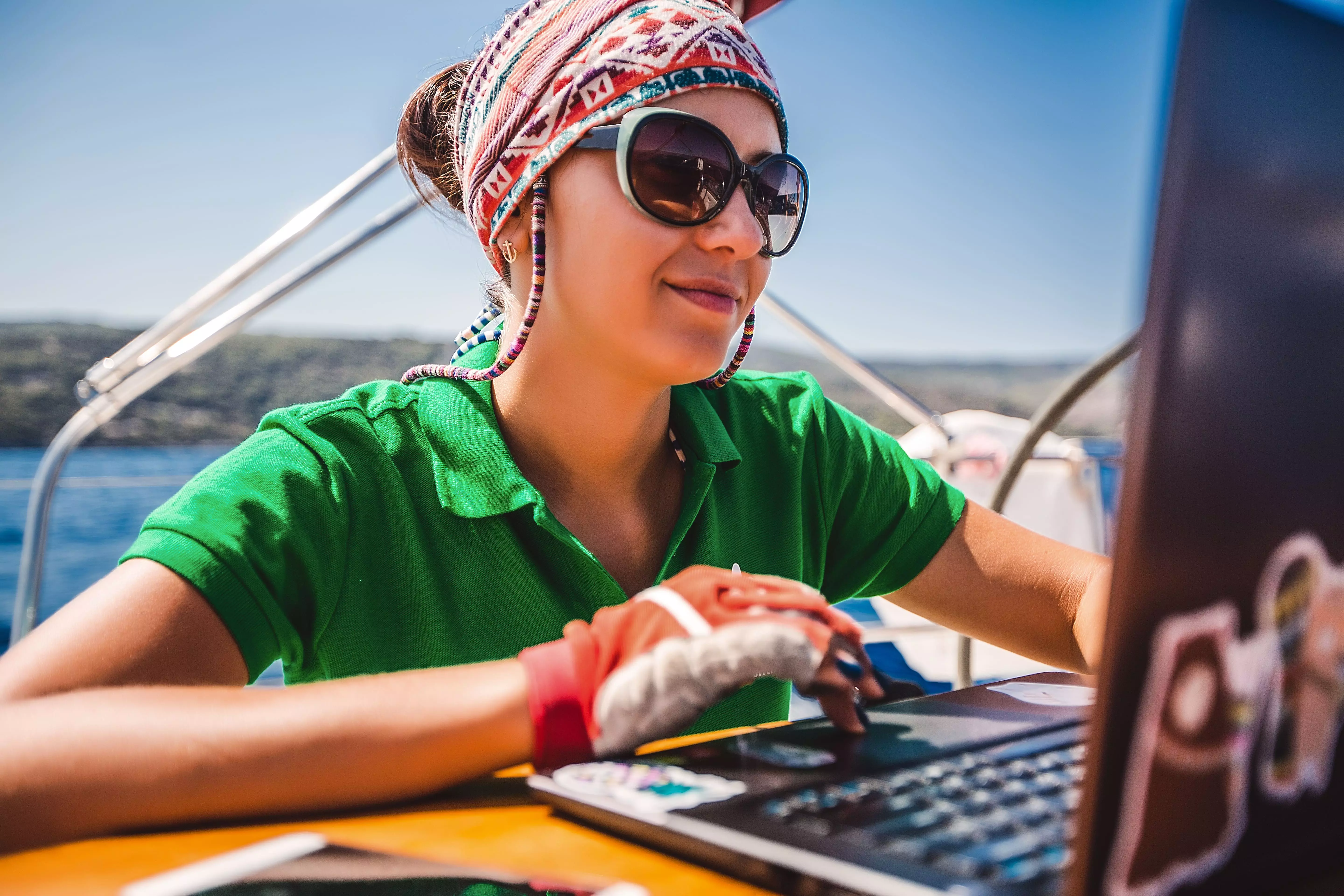 Girl working onboard