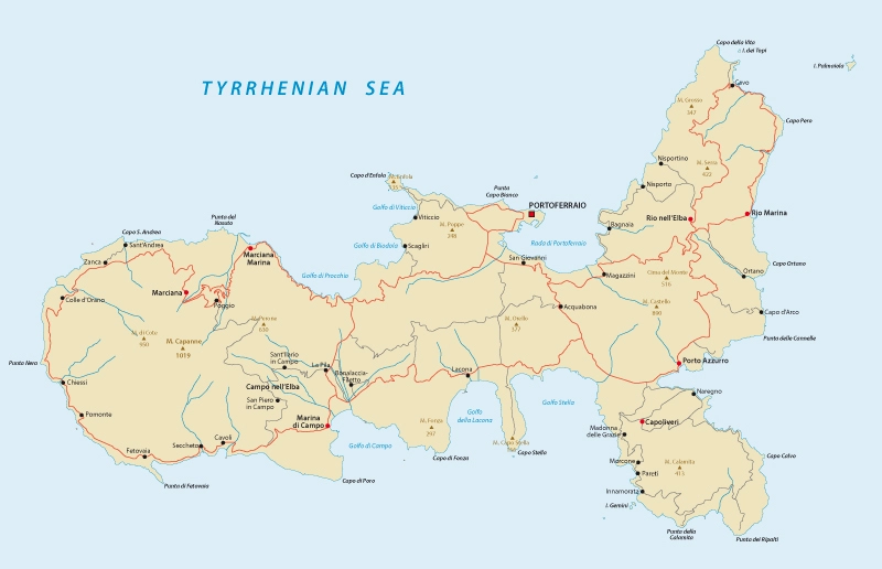 Mappa dell'Isola d'Elba