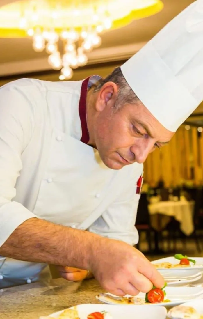 Mario finalising a few last dishes in Aquasalata