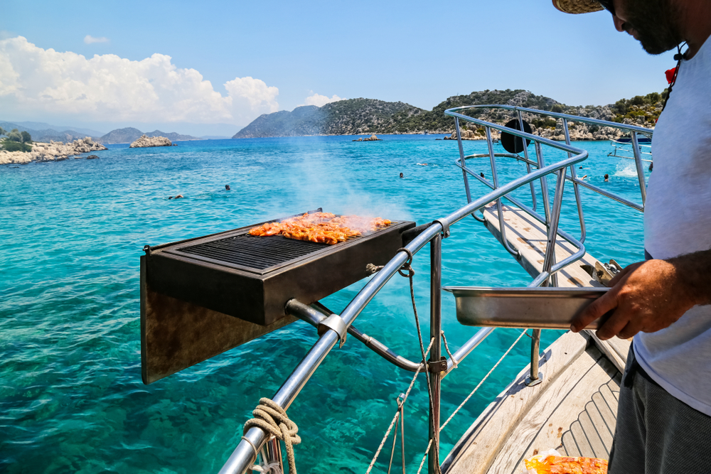 Grilling fish onboard