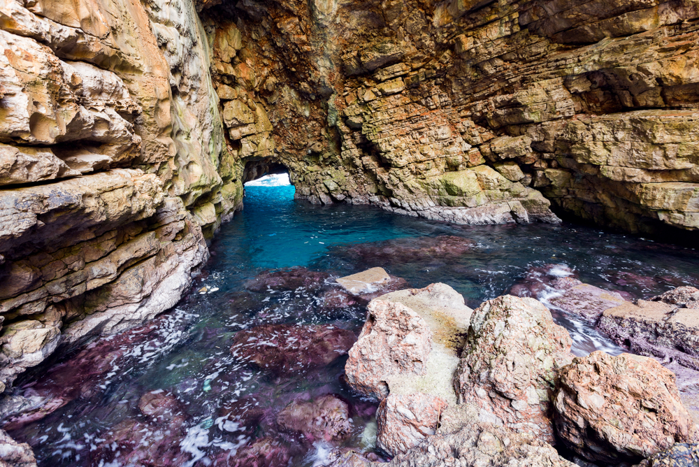 The entrance of Odysseus Cave from the sea