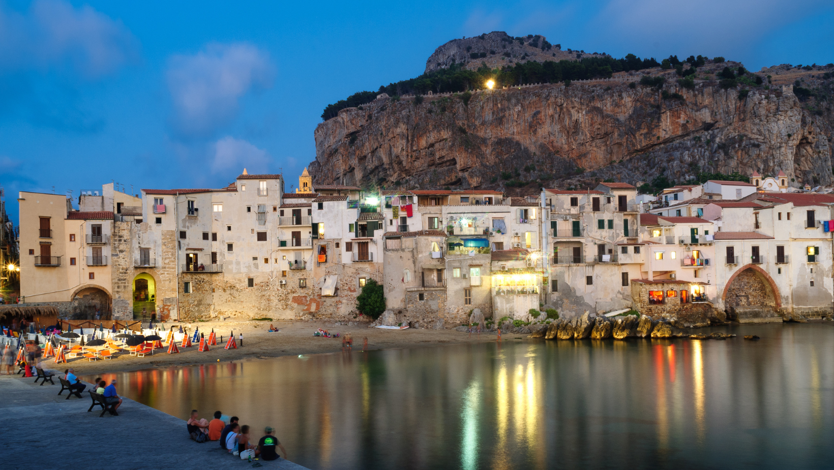 The enchanting town of Cefalù by night 